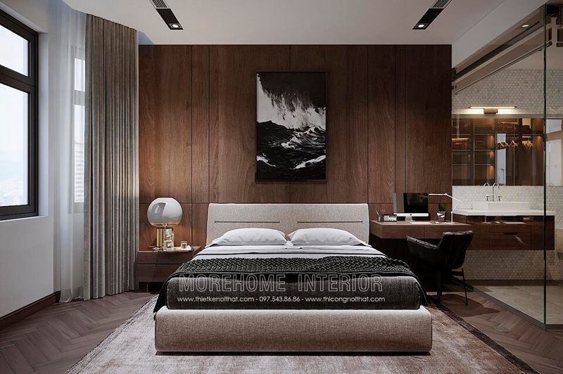 #23 Ý tưởng phòng ngủ đẹp trong Thiết kế nhà chung cư 60m2 2 phòng ngủ tại Đà Nẵng