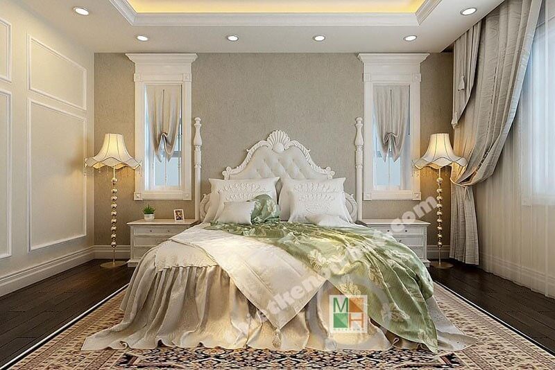 Thiết kế nội thất phòng ngủ tân cổ điển cao cấp sang trọng tại biệt thự KĐT Việt Hưng